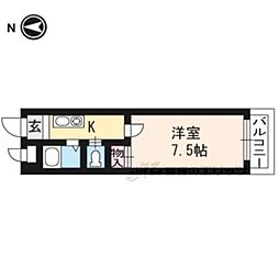 ブラザー河田 2階1Kの間取り