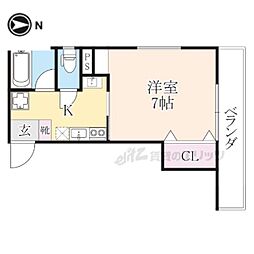 京都地下鉄東西線 太秦天神川駅 徒歩5分の賃貸アパート 3階1Kの間取り