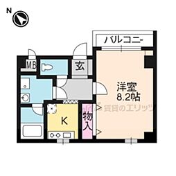 阪急京都本線 西京極駅 徒歩10分の賃貸マンション 3階1Kの間取り