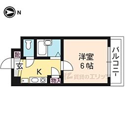 グランドパレス円町 4階1Kの間取り