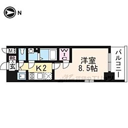 JR東海道・山陽本線 西大路駅 徒歩13分の賃貸マンション 2階1Kの間取り