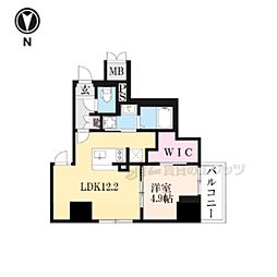 京都市営烏丸線 五条駅 徒歩8分の賃貸マンション 6階1LDKの間取り