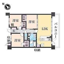 パデシオン西大路 10階3LDKの間取り