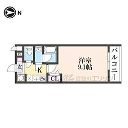 LA FITE KYOTO OIKE _WEST 413 4階1Kの間取り