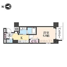 エステムコート京都梅小路公園 1Kの間取図画像