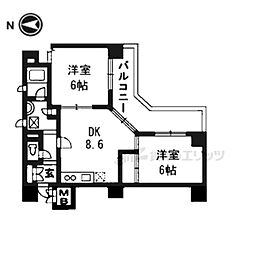 ロイヤル御池 2DKの間取図画像