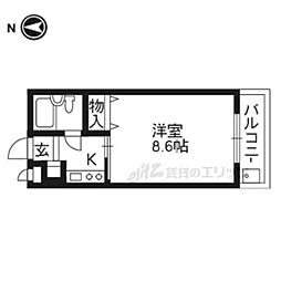 ハイクラスコーポ五条 1Kの間取図画像