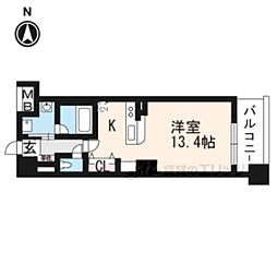 クリスタルグランツ西大路三条 ワンルームの間取図画像