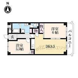 第二洛西ハイツ 2DKの間取図画像