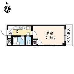 アンブラッセ2 1Kの間取図画像