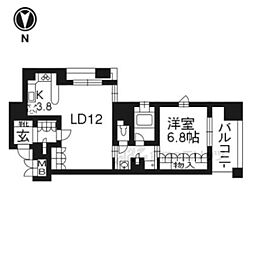 リーガル京都烏丸御池 1LDKの間取図画像