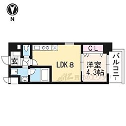 アクアプレイス京都三条朱雀 1LDKの間取図画像