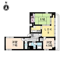 四条大宮シャトー朝日 3LDKの間取図画像