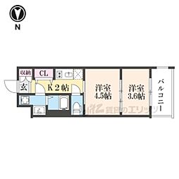 レシオス京都嵯峨野 1DKの間取図画像