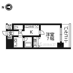 アスヴェル京都外大前 1Kの間取図画像