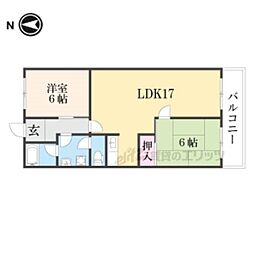 サンフローラ桂 2LDKの間取図画像
