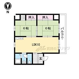 ヴィラ麻田 2LDKの間取図画像