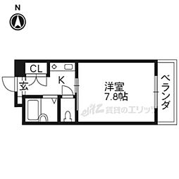 グレーシャス23 1Kの間取図画像