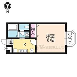 ララ東山 1Kの間取図画像