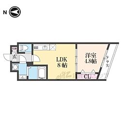ARCA嵯峨嵐山 1LDKの間取図画像