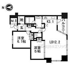 アーバンライフフォルムズ烏丸御池 2LDKの間取図画像
