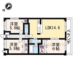 コンフォート下鴨 3LDKの間取図画像