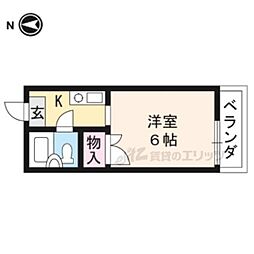 ハイツ芙蓉 2階1Kの間取り