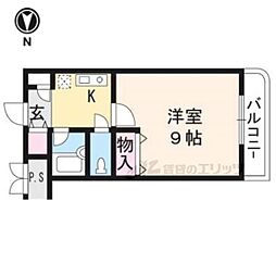 レイ紫野 2階1Kの間取り