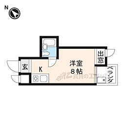 メゾンなか 2階ワンルームの間取り