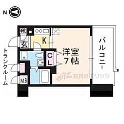 阪急京都本線 烏丸駅 徒歩2分の賃貸マンション 10階1Kの間取り