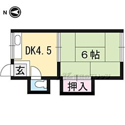 里ノ荘 2階1DKの間取り