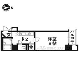 京都市営烏丸線 今出川駅 徒歩10分の賃貸マンション 7階1Kの間取り