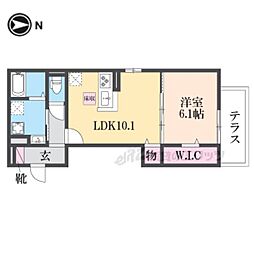 ＧＲＡＭＭ北大路 1階1LDKの間取り