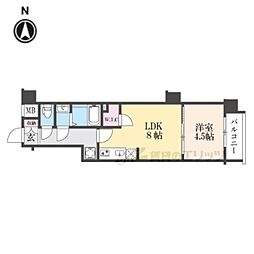 JR山陰本線 二条駅 徒歩15分の賃貸マンション 6階1LDKの間取り