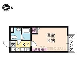 京福電気鉄道北野線 北野白梅町駅 徒歩13分の賃貸マンション 1階1Kの間取り