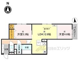 D-ROOM SAGARIMATSU 2階2LDKの間取り