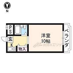 叡山電鉄叡山本線 茶山・京都芸術大学駅 徒歩2分の賃貸マンション 5階1Kの間取り