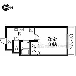 京都地下鉄東西線 東山駅 徒歩3分の賃貸マンション 2階1Kの間取り