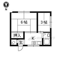 木村第二ビル 2Kの間取図画像