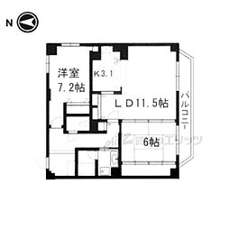 メゾン洛北 2階2LDKの間取り