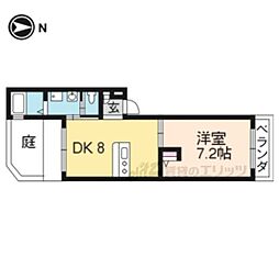 第2吉田ハイツ 1階1LDKの間取り