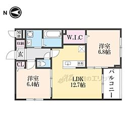 京都地下鉄東西線 二条城前駅 徒歩16分の賃貸マンション 2階2LDKの間取り