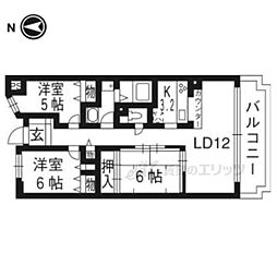 京都市営烏丸線 北大路駅 徒歩12分の賃貸マンション 3階3LDKの間取り