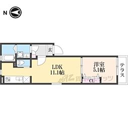 叡山電鉄叡山本線 茶山・京都芸術大学駅 徒歩1分の賃貸マンション 1階1LDKの間取り