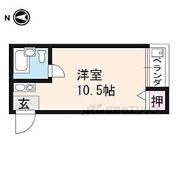 コーポ北白川 3階ワンルームの間取り