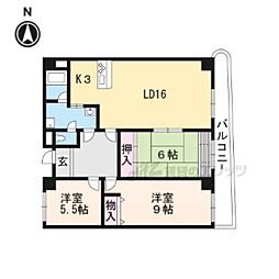 パレロイヤル西陣 7階3LDKの間取り