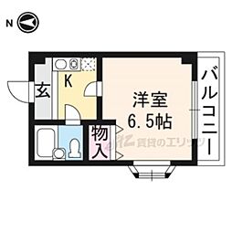 森マンションV 3階1Kの間取り