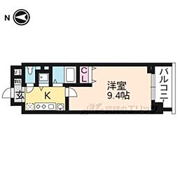 プレミアムステージ京大前 4階1Kの間取り