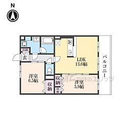 ベルフォーレ御所南 3階2LDKの間取り
