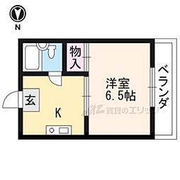 叡山電鉄叡山本線 茶山・京都芸術大学駅 徒歩3分の賃貸マンション 1階1Kの間取り